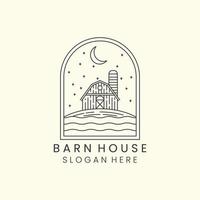 barn house night mode emblem minimalist line art design icon illustration template design vector