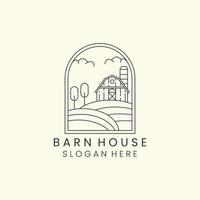 barn house village emblem minimalist line art design icon illustration template design