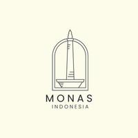 monas indonesia minimalist line art logo emblem icon template vector design