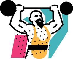 Illustration of the strongman, weightlifter, circus. Icon logo for circus or sports studio. An illustration for a site, a poster, a postcard. Image is isolated on white background.