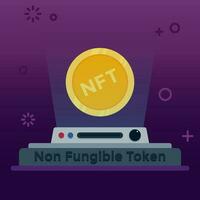 Illustration vector graphic of Precious Non Fungible Token on The Machine. Perfect for NFT design, NFT content, NFT template, etc.