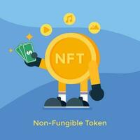 A Non-Fungible Token is Paying Something. Good for NFT design, NFT content, NFT post, etc. vector