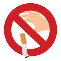 Cigarette butt No Smoking Sign icon vector