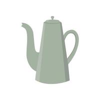 Cartoon grey teapot. Kitchen utensil. Doodle flat style. vector