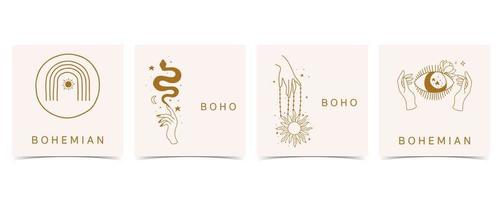 boho background for social media with hand,sun,flower vector