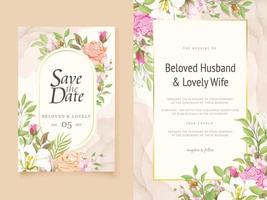 Wedding Invitation Card Floral with Lilies and Roses Design vector