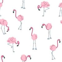 Hand drawn seamless pattern with flamingo. vector