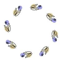Continuous line frame pattern of blue flowers. vector
