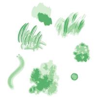 Hand drawn collection of nature elements. Set of moss, grass and spots. vector