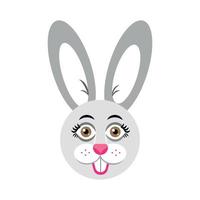 Grey Easter Bunny in cartoon style. Easter rabbit.Vector illustration vector