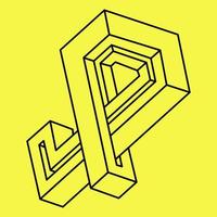 Impossible shapes. Sacred geometry. Optical illusion. Abstract eternal geometric object. Impossible endless outline. Optical art. Impossible geometry symbol on a yellow background. Op art. vector