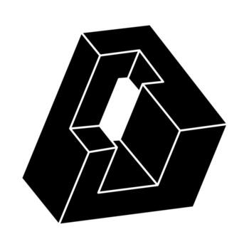 Impossible shape. Web design element. Optical illusion object. Unreal geometry. Optical art figure. vector