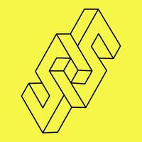 Impossible shapes. Sacred geometry. Optical illusion. Abstract eternal geometric object. Impossible endless outline. Impossible geometry symbol isolated on a yellow background. Op art. Line art. vector