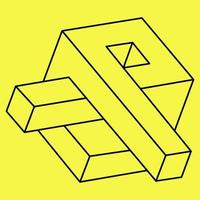 Impossible shape. Sacred geometry. Optical illusion. Abstract eternal geometric object. Impossible endless outline. Optical art. Impossible geometry shape on a yellow background. vector