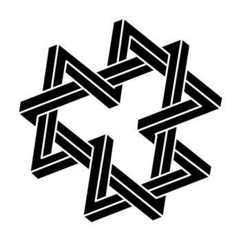 forma de ilusión óptica imposible. objeto de arte óptico. figura de geometría sagrada. vector