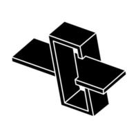 Impossible object. Optical illusion shape. 3d illustration. Geometric figure. vector