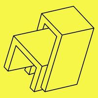 Impossible shapes. Sacred geometry. Optical illusion shape. Abstract eternal geometric object. Impossible endless outline. Impossible geometry figure on a yellow background. Op art. Line art. vector