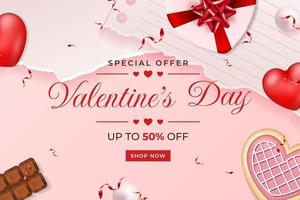 valentine day special offer promotion background template vector