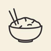 rise bowl line with chopsticks logo design vector icon symbol illustration