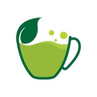 taza de té abstracto con logotipo de hoja símbolo vector icono diseño gráfico ilustración