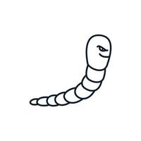 worm cute line art outline  logo vector icon illustration design