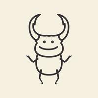 animal insect beetle lines cartoon cute happy logo design vector icon symbol illustration