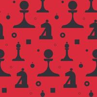 Seamless pattern with black chess pieces. Texture with different elements in flat style. vector