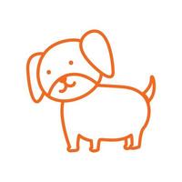beagle perro niños línea lindo dibujos animados logo vector ilustración