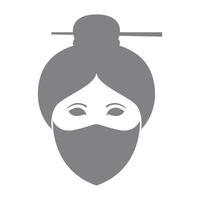 Las mujeres asiáticas cabeza cara con máscara logotipo símbolo vector icono ilustración diseño gráfico