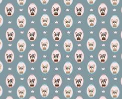 Seamless pattern witch cute bulldogs vector