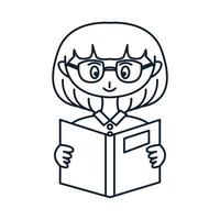 hermosa mujer o niña o hija o mujer leer libro línea vector ilustración