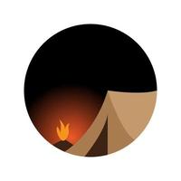 camp night with fire lines logo symbol icon vector graphic design illustration