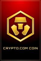 crypto.com moneda criptomoneda icono dorado cartel 3d vector