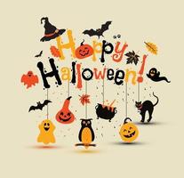 diseño vectorial de halloween con letras de feliz halloween. vector