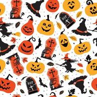 Halloween color festive seamless pattern, halloween background, scary collection for celebretion vector