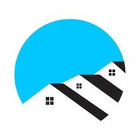 tres casas con cielo azul logo símbolo vector diseño ilustración