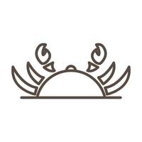 crab lines movable food cover logo vector icon illustration design