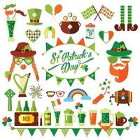 Set of St. Patricks day in green and orange vector