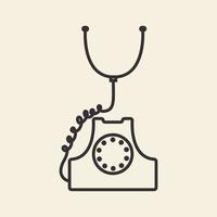teléfono antiguo con equipo médico logo símbolo vector icono diseño gráfico ilustración