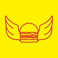 hamburger food with wings lines logo design vector icon symbol illustration