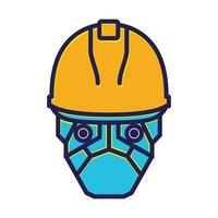 construction worker robots helmet  lines logo symbol icon vector graphic design illustration