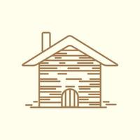 home or house cottage wood line vintage simple logo vector icon illustration design