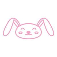 rabbit or bunny or pet head face smile line  cute cartoon logo vector  illustration