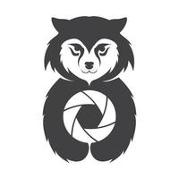 lindo animal lobo con cameral logo símbolo icono vector gráfico diseño ilustración