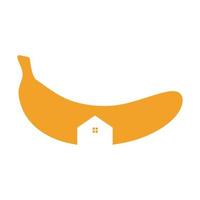 fruit banana with home logo symbol vector icon illustration design