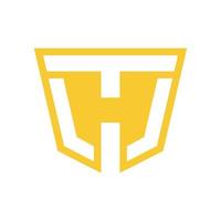 diseño de logotipo de seguridad de escudo de letra th o ht inicial vector