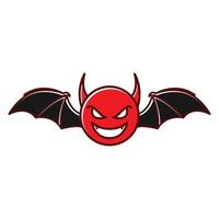 cabeza de diablo roja con alas de murciélago logotipo símbolo icono vector diseño gráfico