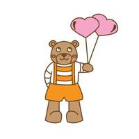 bear with love balloon  cute cartoon logo vector  illustration