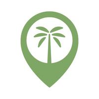 simple palm with pin map location  logo vector icon illustration design