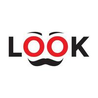 letter look with mustache logo vector icon illustration design